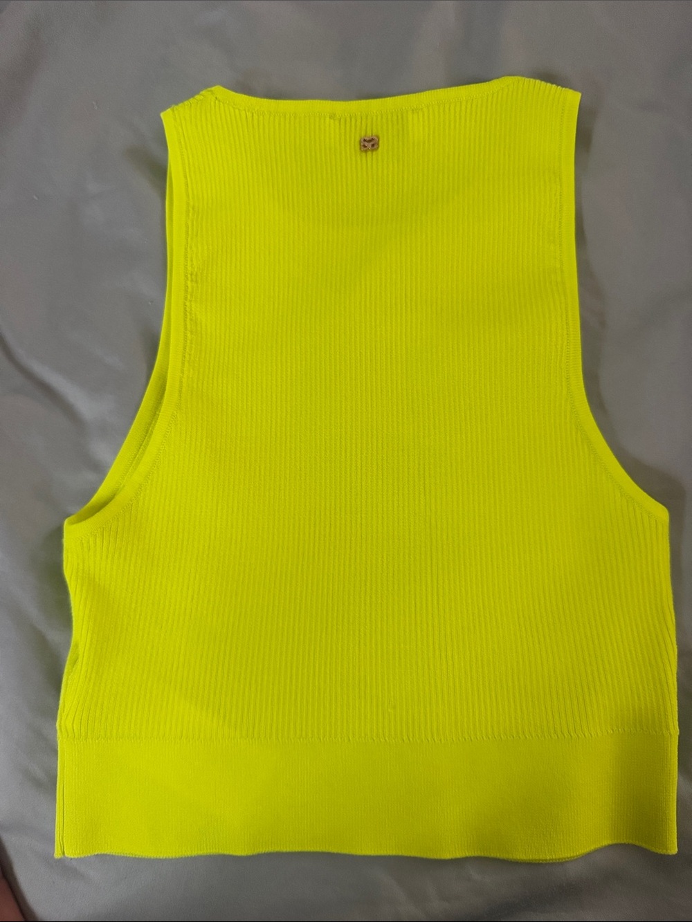 Sandro Neon Lime Ribbed Cropped Tank - Picture 6 of 6